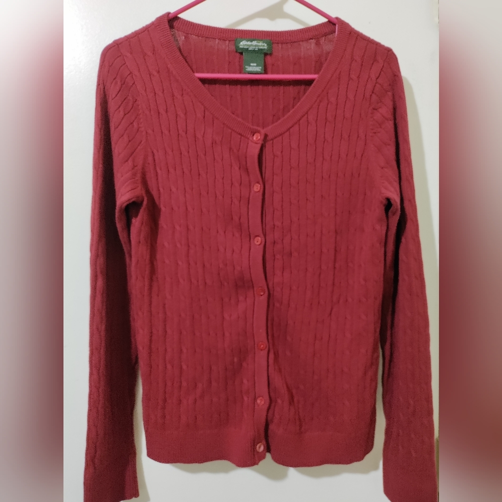 Red button down cardigan